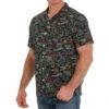 Cinch Men's Short Sleeve Neon Sign Print Button-Down Camp Shirt