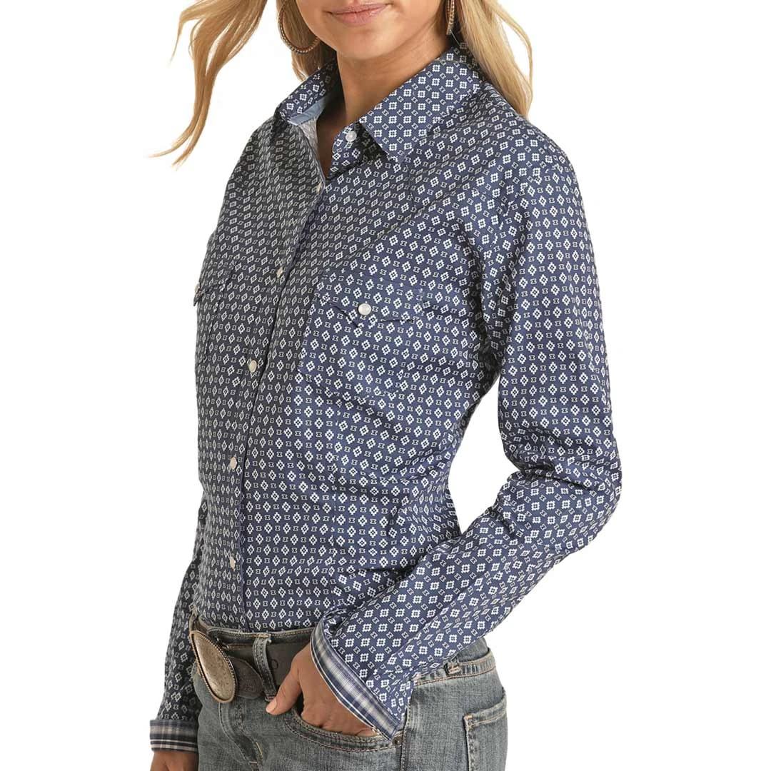 Rough Stock Women's Diamond Print Snap Shirt 1 Rough Stock Women's Diamond Print Snap Shirt
