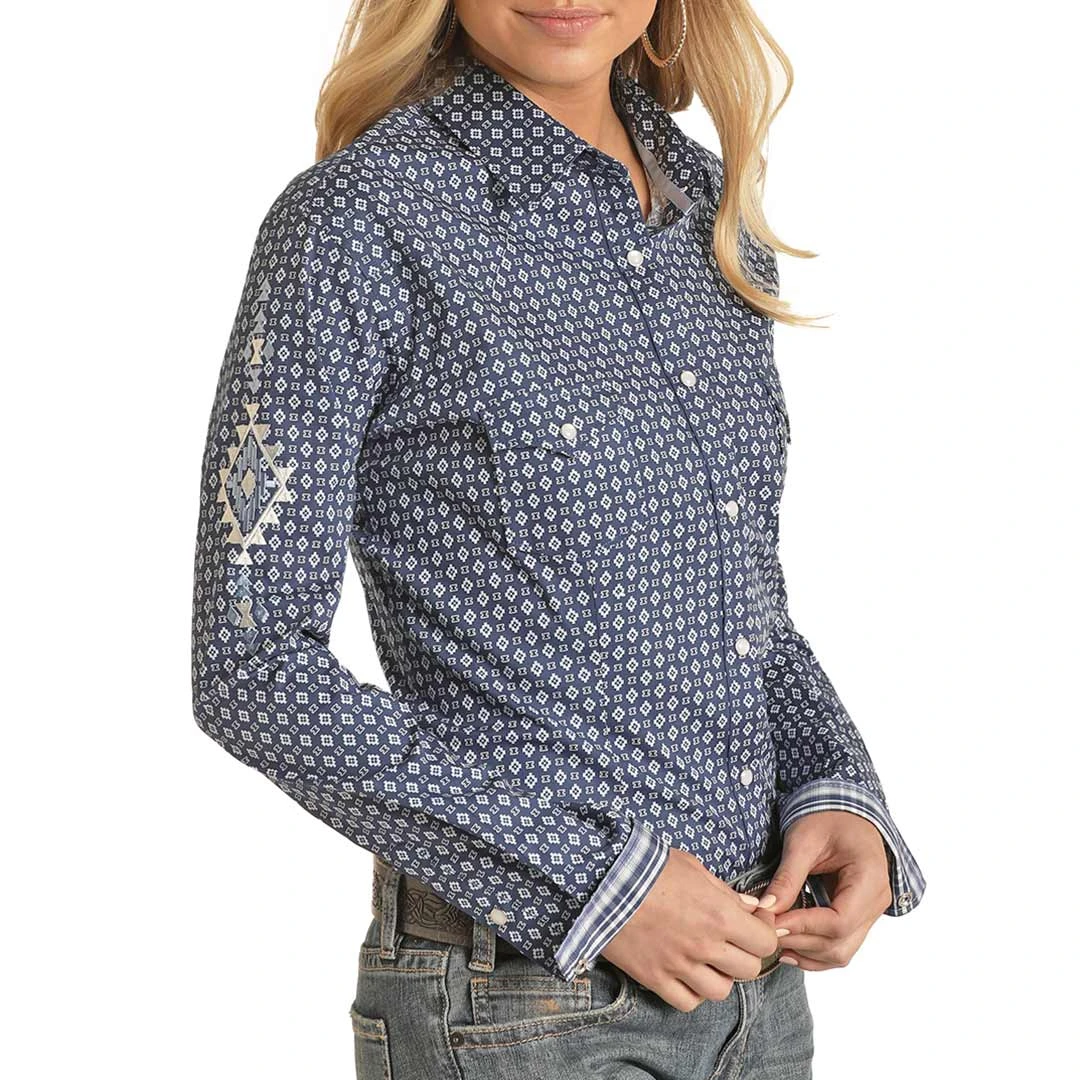 Rough Stock Women's Diamond Print Snap Shirt 2 Rough Stock Women's Diamond Print Snap Shirt - Image 2