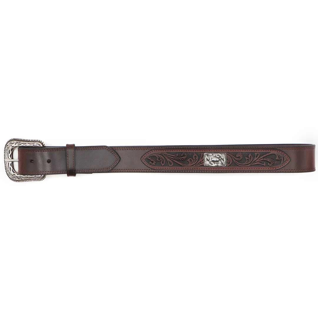 AndWest Men's Tooled And Metal Concho Overlay Belt 3 AndWest Men's Tooled And Metal Concho Overlay Belt - Image 3