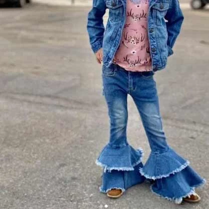 Shea Baby Toddler Girls' Ruffle Bell Bottom Jeans 2 Shea Baby Toddler Girls' Ruffle Bell Bottom Jeans - Image 2