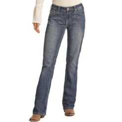 Rock & Roll Denim Women's Stretch Metallic Pocket Bootcut Jeans -Western Cowboy Equipment Store img82843 rock roll denim women s stretch metallic pocket bootcut jeans