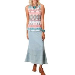 Roper Women's Light Wash Jean Maxi Skirt 5 Roper Women's Light Wash Jean Maxi Skirt -Western Cowboy Equipment Store img84548 roper women s light wash jean maxi skirt