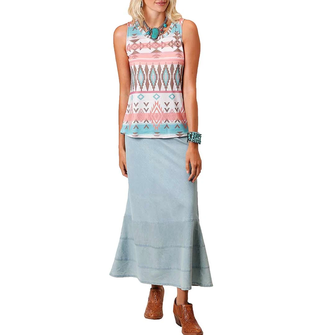 Roper Women's Light Wash Jean Maxi Skirt 3 Roper Women's Light Wash Jean Maxi Skirt - Image 3