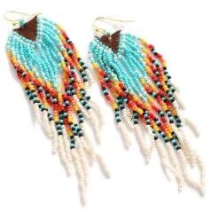 Wyo-Horse Fringe Seed Bead Earrings -Western Cowboy Equipment Store img87330 wyo horse fringe seed bead earrings