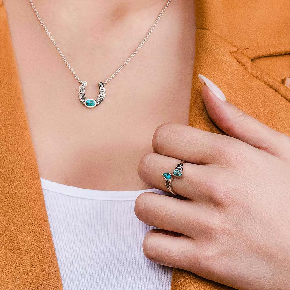 Montana Silversmiths Turquoise Floral Open Ring 3 Montana Silversmiths Turquoise Floral Open Ring - Image 3