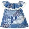 Shea Baby Toddler Girls' Denim Print Lace Shirt