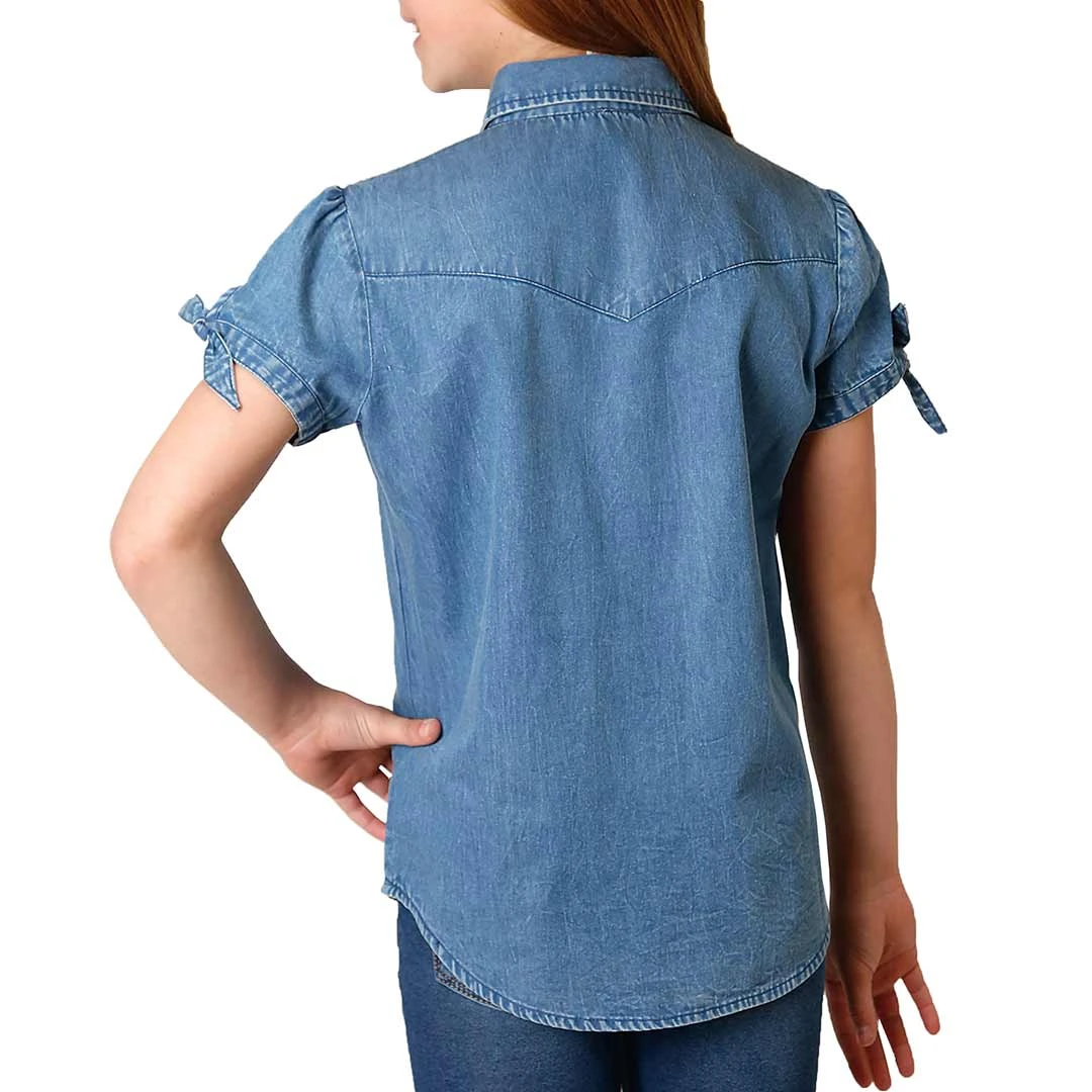 Roper Girls' Short Sleeve Denim Button-Down Shirt 2 Roper Girls' Short Sleeve Denim Button-Down Shirt - Image 2