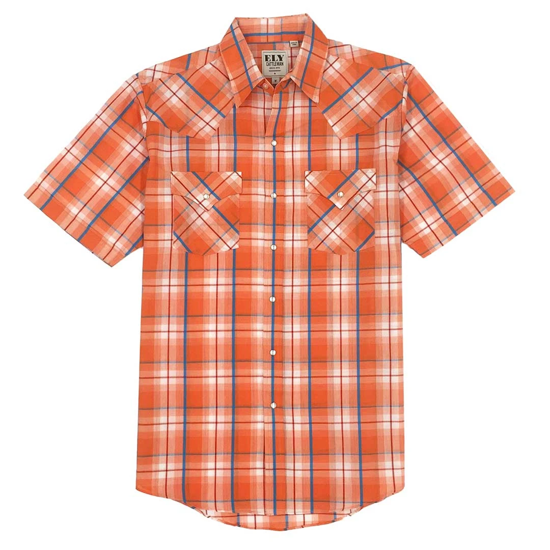 Ely Cattleman Men's Plaid Short Sleeve Shirt 2 Ely Cattleman Men's Plaid Short Sleeve Shirt - Image 2