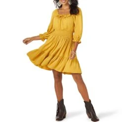 Wrangler Women's Smocked Waist Tiered Dress