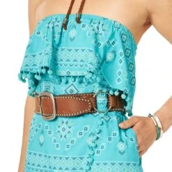 Wrangler Women's Pom Fringe Strapless Dress -Western Cowboy Equipment Store img95931 wrangler women s pom fringe strapless dress