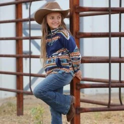 Cruel Denim Girls' Aztec Horse 1/4 Zip Polar Fleece Pullover -Western Cowboy Equipment Store img96526 cruel denim girls aztec horse 1 4 zip polar fleece pullover
