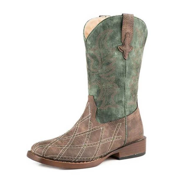 Roper Boys' Cross Cut Square Toe Cowboy Boots 1 Roper Boys' Cross Cut Square Toe Cowboy Boots