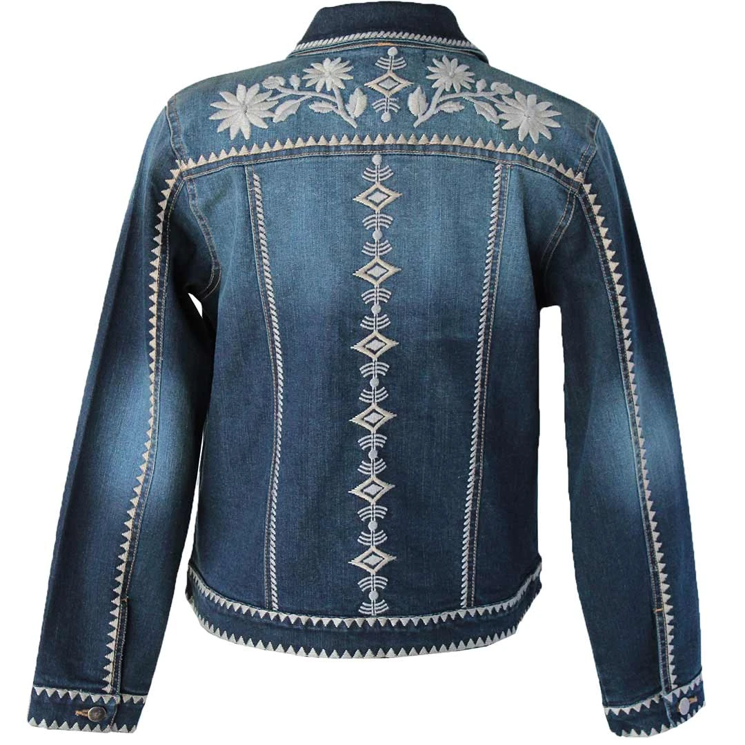 Keren Hart Women's Floral Embroidered Jean Jacket 2 Keren Hart Women's Floral Embroidered Jean Jacket - Image 2