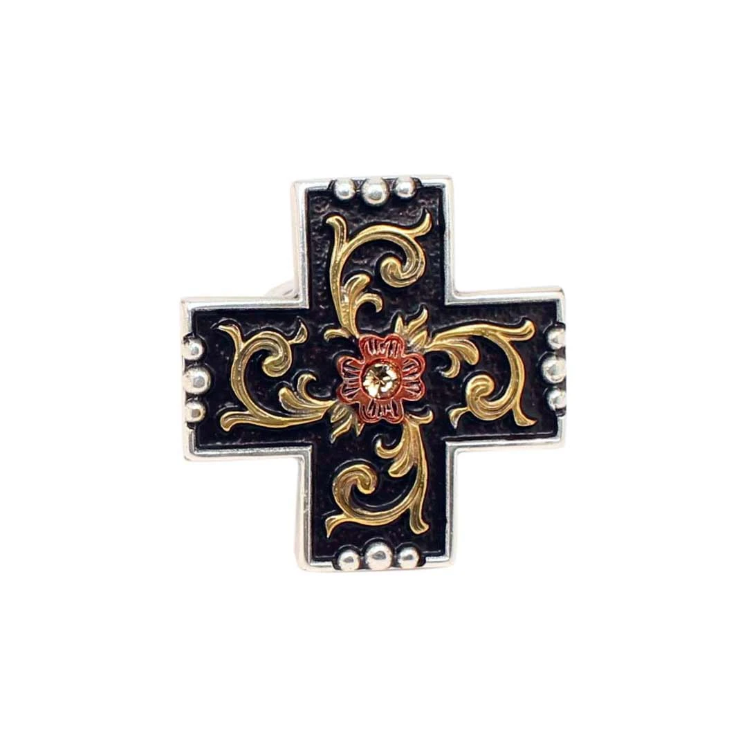 M&F Western Products Floral Cross Scarf Slide 1 M&F Western Products Floral Cross Scarf Slide