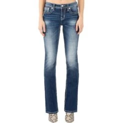 Miss Me Women's Feather Border Bootcut Jeans -Western Cowboy Equipment Store miss me women s feather border bootcut jeans