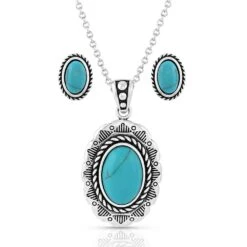 Montana Silversmiths Into The Blue Turquoise Oval Jewelry Set