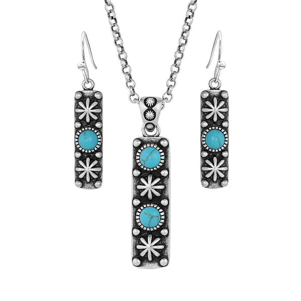 Montana Silversmiths Starbrite Stone Turquoise Silver Jewelry Set 1 Montana Silversmiths Starbrite Stone Turquoise Silver Jewelry Set
