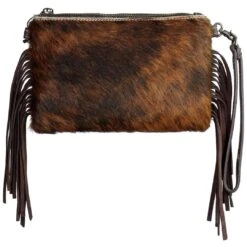 Montana West Hair-On-Hide Leather Fringe Clutch/Crossbody