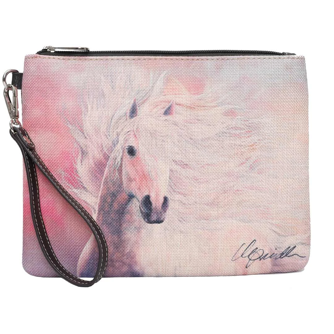 Montana West White Stallion Canvas Wristlet 1 Montana West White Stallion Canvas Wristlet