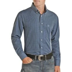 Panhandle Men's Check Print Button-Down Shirt
