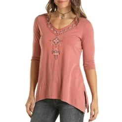 Panhandle Shark Bite Embroidered Knit Top