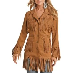 Powder River Outfitters Women's Fringe Micro Suede Snap Jacket -Western Cowboy Equipment Store powder river outfitters women s fringe micro suede snap jacket