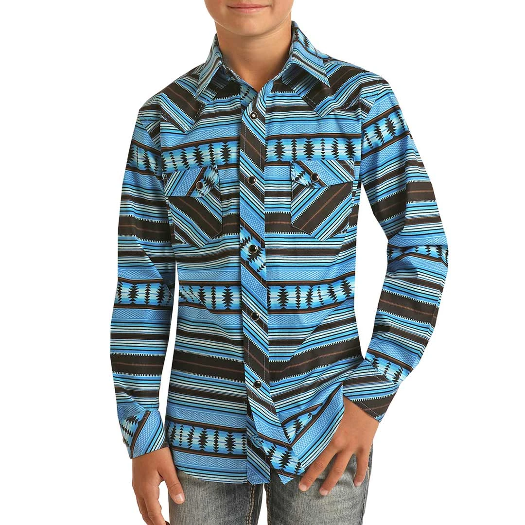 Rock & Roll Cowboy Boys' Aztec Print Snap Shirt 1 Rock & Roll Cowboy Boys' Aztec Print Snap Shirt