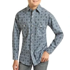 Rock & Roll Cowboy Boys' Medallion Print Snap Shirt