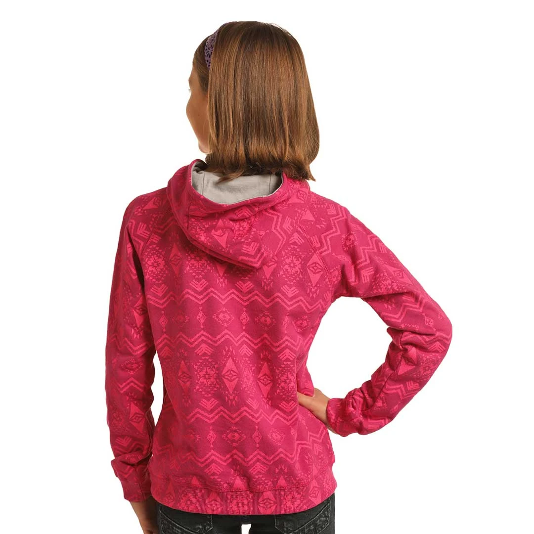 Rock & Roll Cowgirl Girls' Aztec Print Hoodie 2 Rock & Roll Cowgirl Girls' Aztec Print Hoodie - Image 2