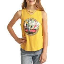 Rock & Roll Cowgirl Girls' Criss-Cross Neck Tank Top