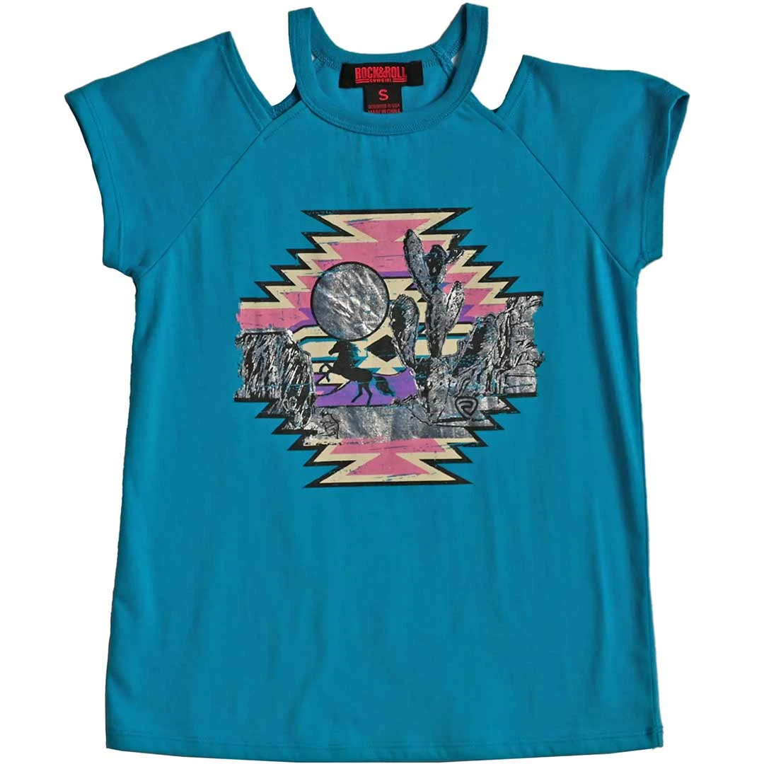 Rock & Roll Cowgirl Girls' Cut-Out Neck Graphic T-shirt 1 Rock & Roll Cowgirl Girls' Cut-Out Neck Graphic T-shirt