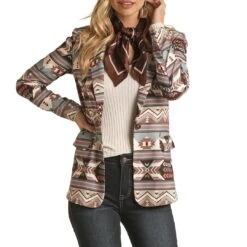 Rock & Roll Cowgirl Women's Aztec Blazer -Western Cowboy Equipment Store rock roll cowgirl women s aztec blazer