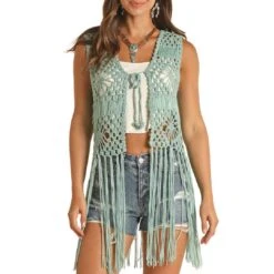Rock & Roll Cowgirl Women's Crochet Fringe Knit Vest