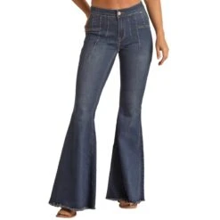 Rock & Roll Cowgirl Women's High Rise Bell Bottom Jeans -Western Cowboy Equipment Store rock roll cowgirl women s high rise bell bottom jeans
