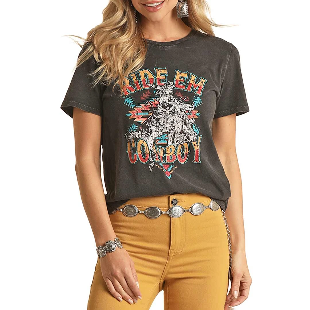 Rock & Roll Cowgirl Women's Ride Em Oversized Graphic T-shirt 1 Rock & Roll Cowgirl Women's Ride Em Oversized Graphic T-shirt