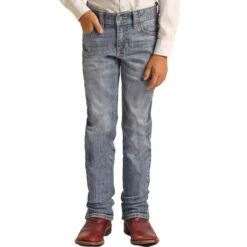 Rock & Roll Denim Boys' Slim Fit Revolver Bootcut Jeans -Western Cowboy Equipment Store rock roll denim boys slim fit revolver bootcut jeans