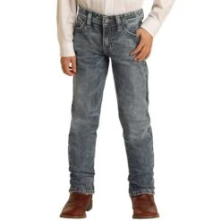 Rock & Roll Denim Boys' Slim Stretch Revolver Bootcut Jeans -Western Cowboy Equipment Store rock roll denim boys slim stretch revolver bootcut jeans