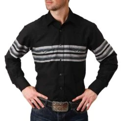 Roper Men's Border Stripe Print Snap Shirt