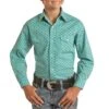 Rough Stock Boys' Geometric Print Snap Shirt
