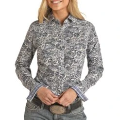 Rough Stock Women's Paisley Print Snap Shirt