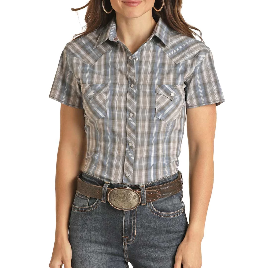 Rough Stock Women's Short Sleeve Plaid Snap Shirt 1 Rough Stock Women's Short Sleeve Plaid Snap Shirt