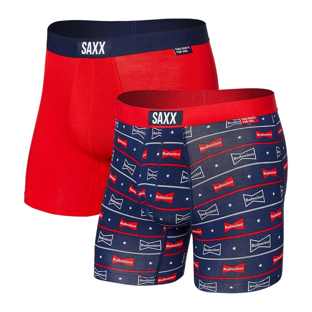 SAXX Men's Super Soft Vibe Budweiser Boxer Brief - 2 Pack 1 SAXX Men's Super Soft Vibe Budweiser Boxer Brief - 2 Pack