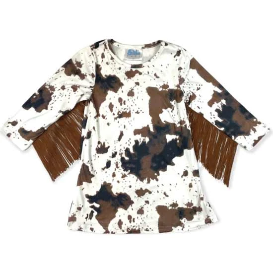 Shea Baby Toddler Girls' Cow Print Fringe Dress 1 Shea Baby Toddler Girls' Cow Print Fringe Dress