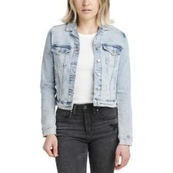 Silver Jeans Women's Fitted Cropped Jean Jacket