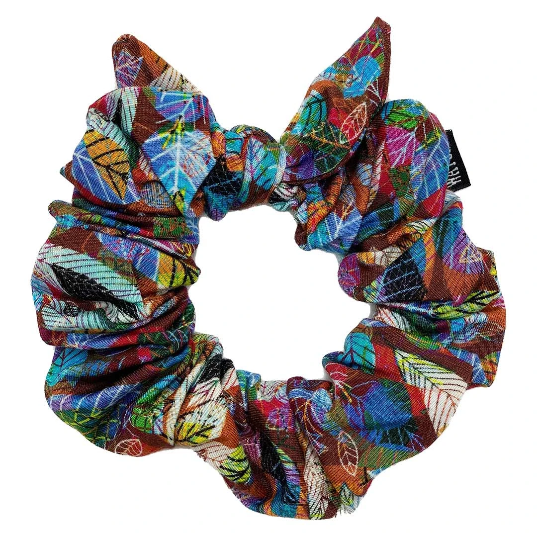 Watuko Bamboo Leaf Print Tie Scrunchie 1 Watuko Bamboo Leaf Print Tie Scrunchie