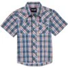 Wrangler Boy's Short Sleeve Plaid Snap Shirt
