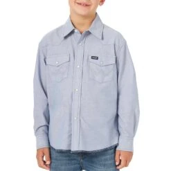 Wrangler Boys' Cowboy Cut Chambray Snap Shirt