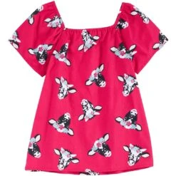 Wrangler Girls' Cow Print Short Sleeve Blouse