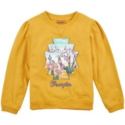 Wrangler Girls' Desert Graphic Puff Sleeve Sweatshirt